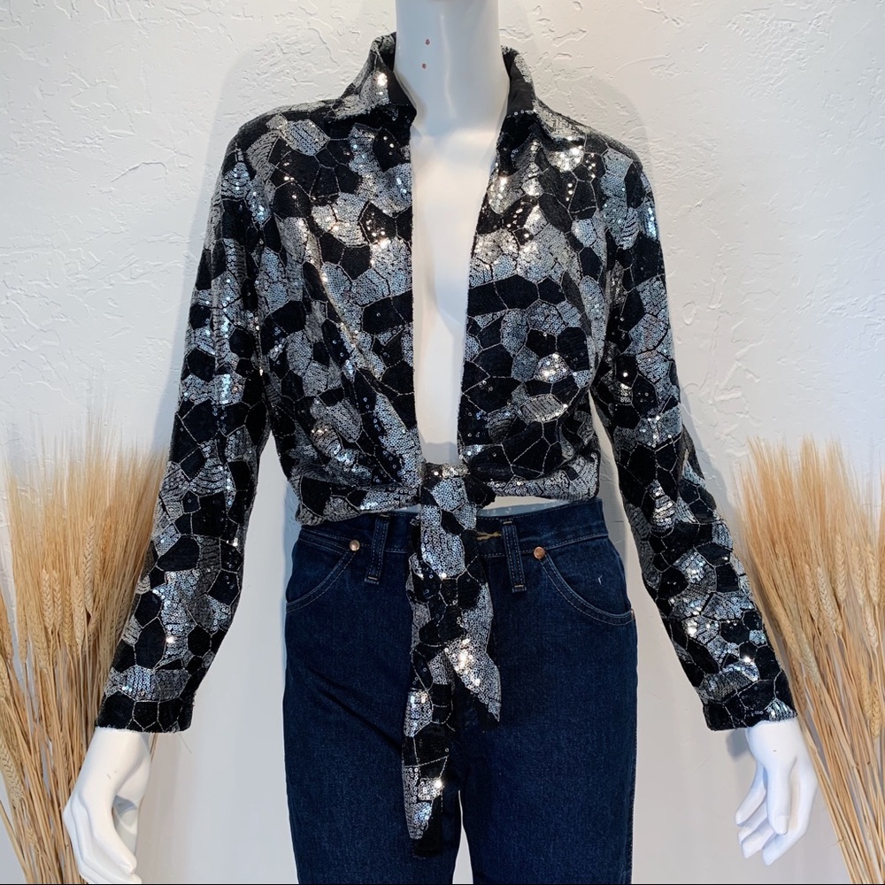 Sequined Tied Blouse